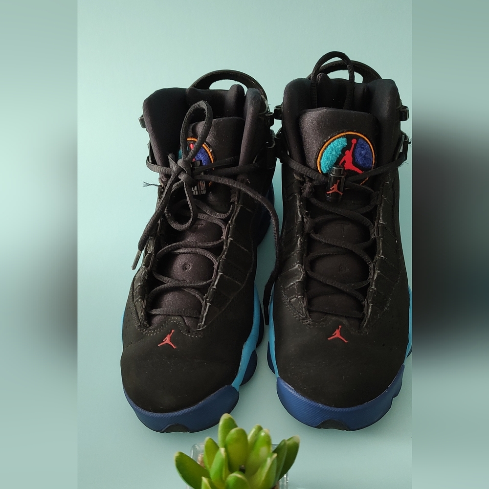 Jordan 6 Rings Aqua black sneakers size 7Y athletic good condition 25 cms - Picture 12 of 12